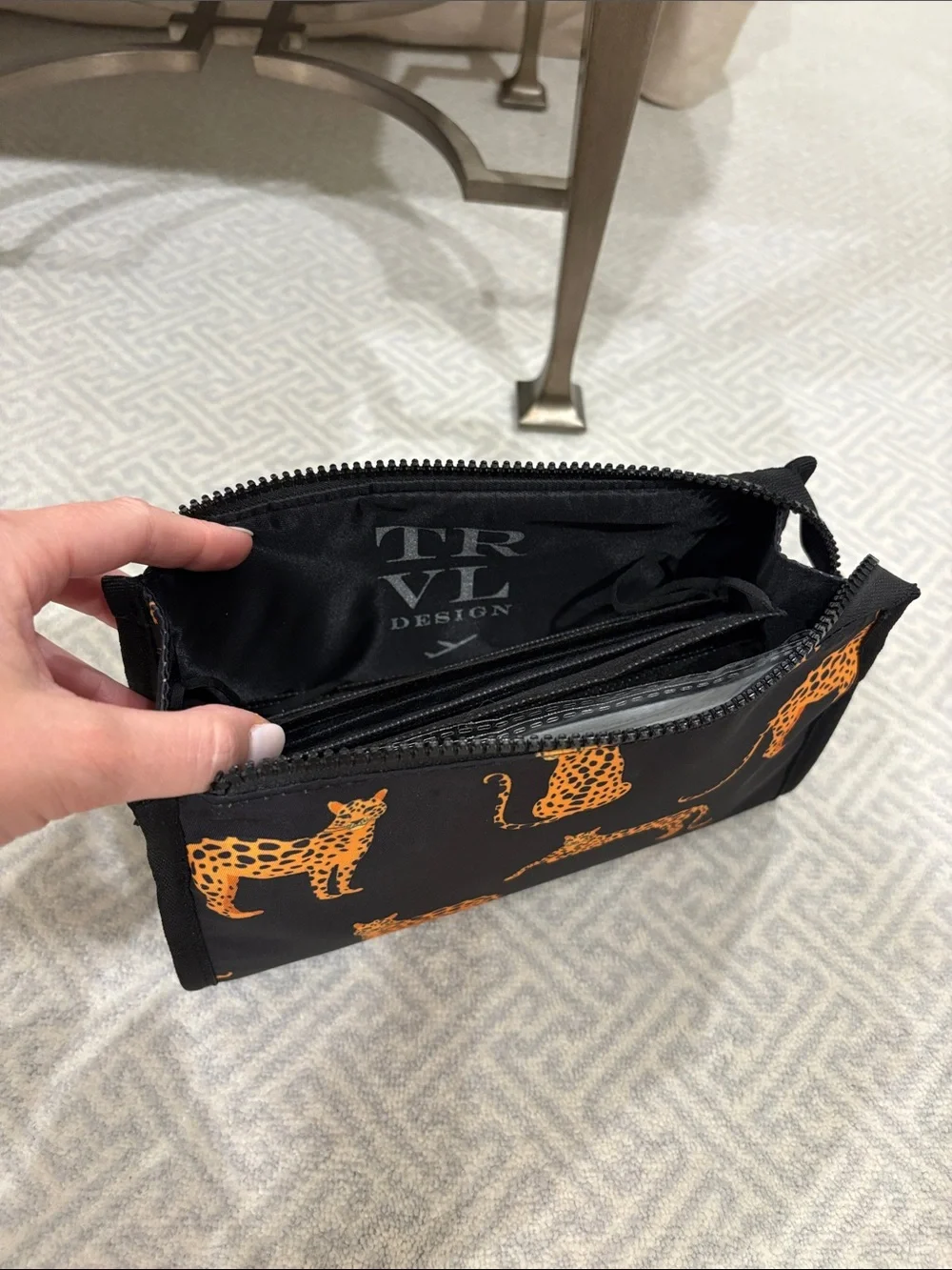 New Makeup Bag with Orange Leopard Print
